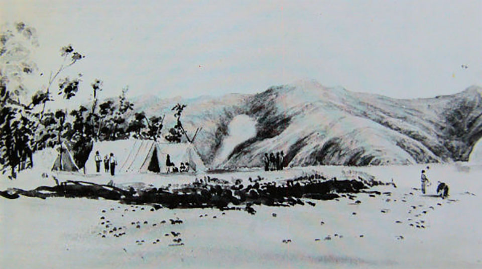 The first encampment at Akaroa circa 1840